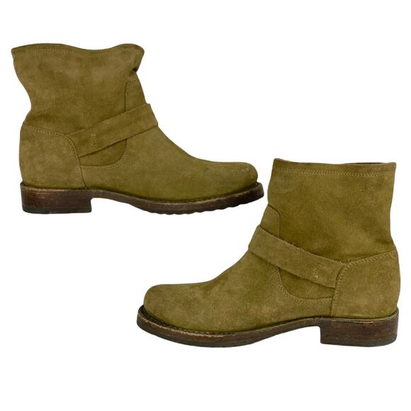Frye Moto Biker Boot Green Veronica Slouchy Women’s 6 Engineer 70586 Suede NEW - Picture 4 of 8